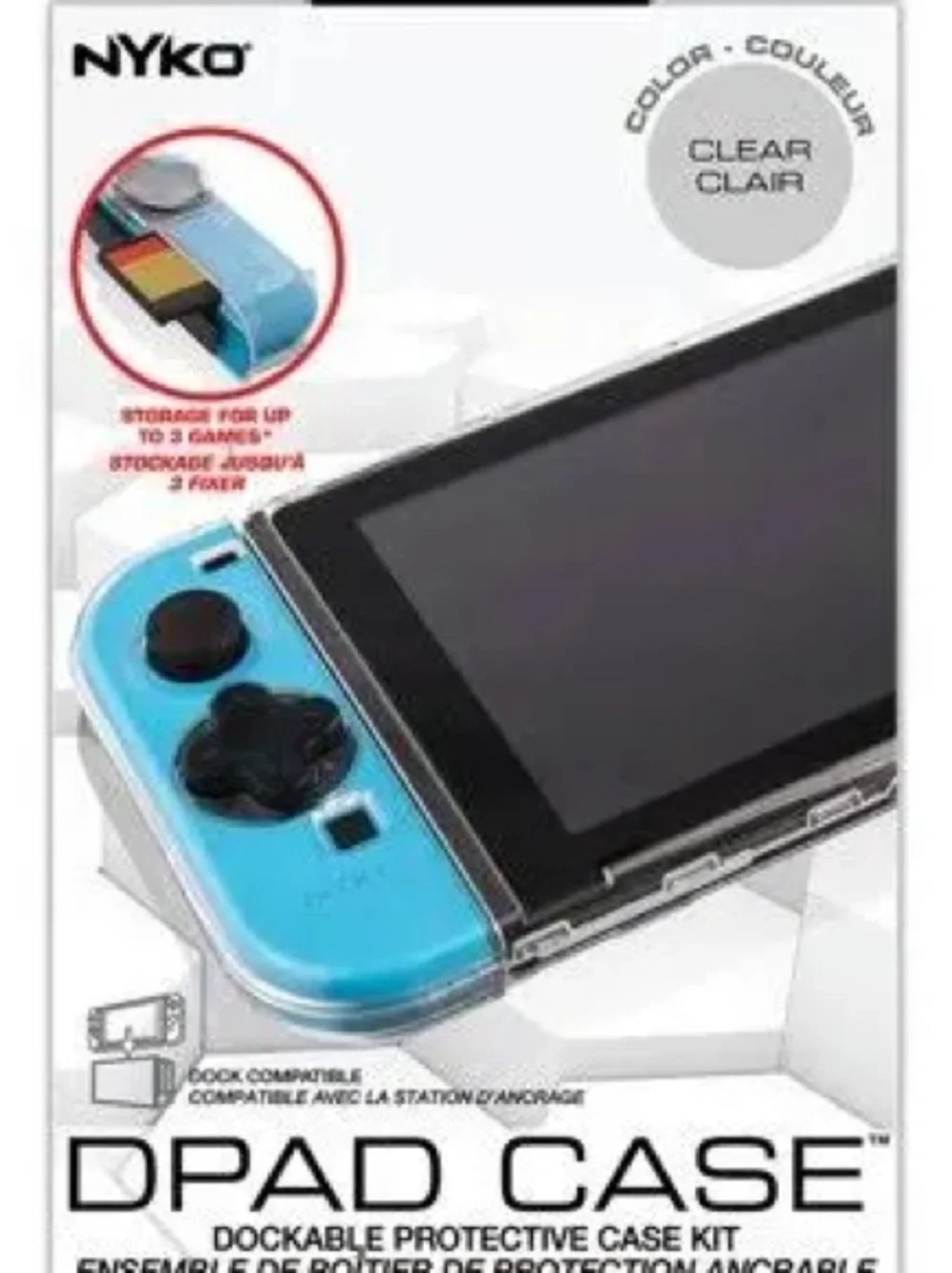 Case Only- Nyko DPad Clear Protective Case for Switch - Blue Accent